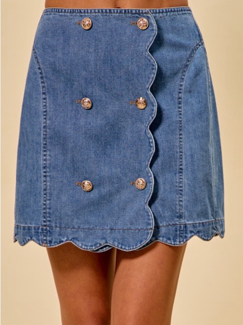 NWT denim scalloped mini skirt
